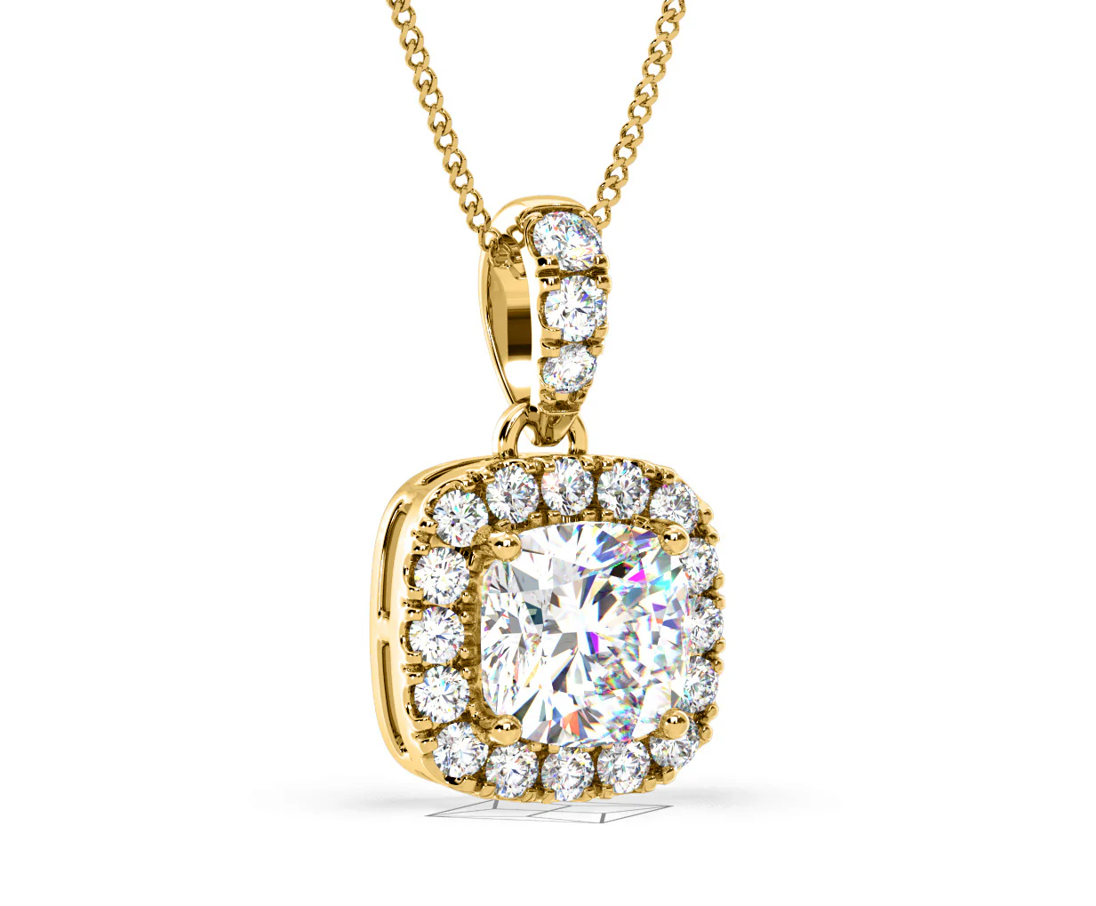 Beatrice Cushion Cut Lab Diamond Pendant Necklace 0.70ct in 18K Yellow Gold F/VS1 - Image 82