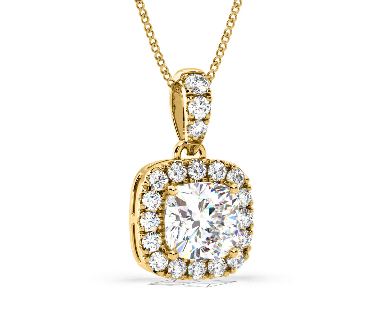 Beatrice Cushion Cut Lab Diamond Pendant Necklace 0.70ct in 18K Yellow Gold F/VS1 - Image 83