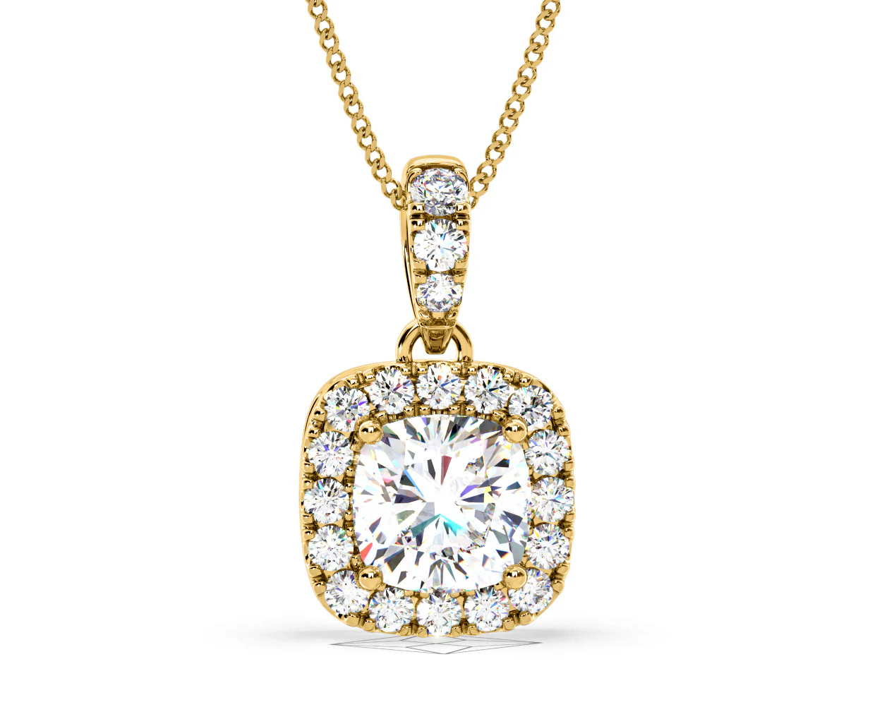 Beatrice Cushion Cut Lab Diamond Pendant Necklace 0.70ct in 18K Yellow Gold F/VS1 - Image 86