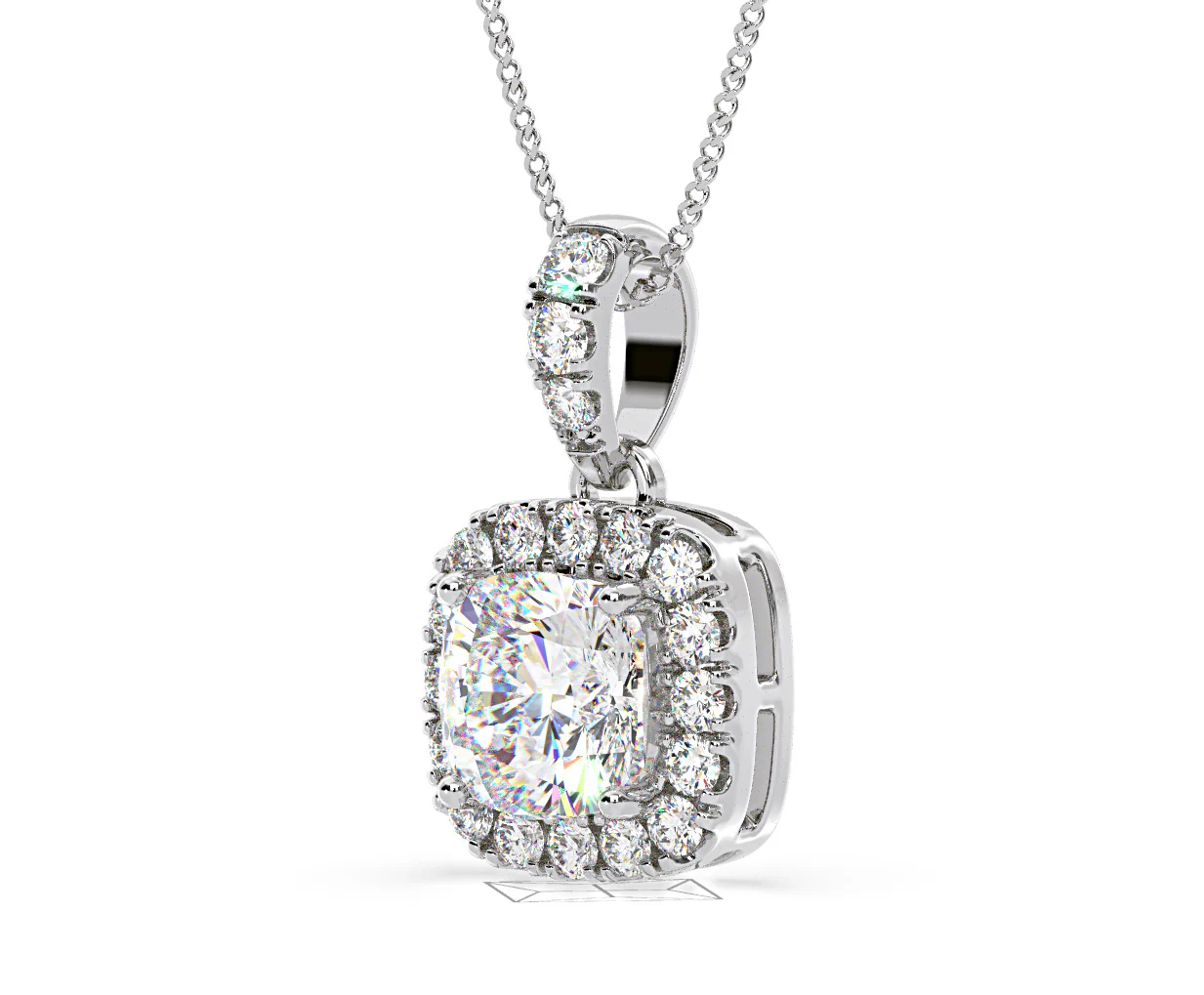 Beatrice Cushion Cut Lab Diamond Pendant Necklace 1.38ct in 18K White Gold F/VS1 - Image 16