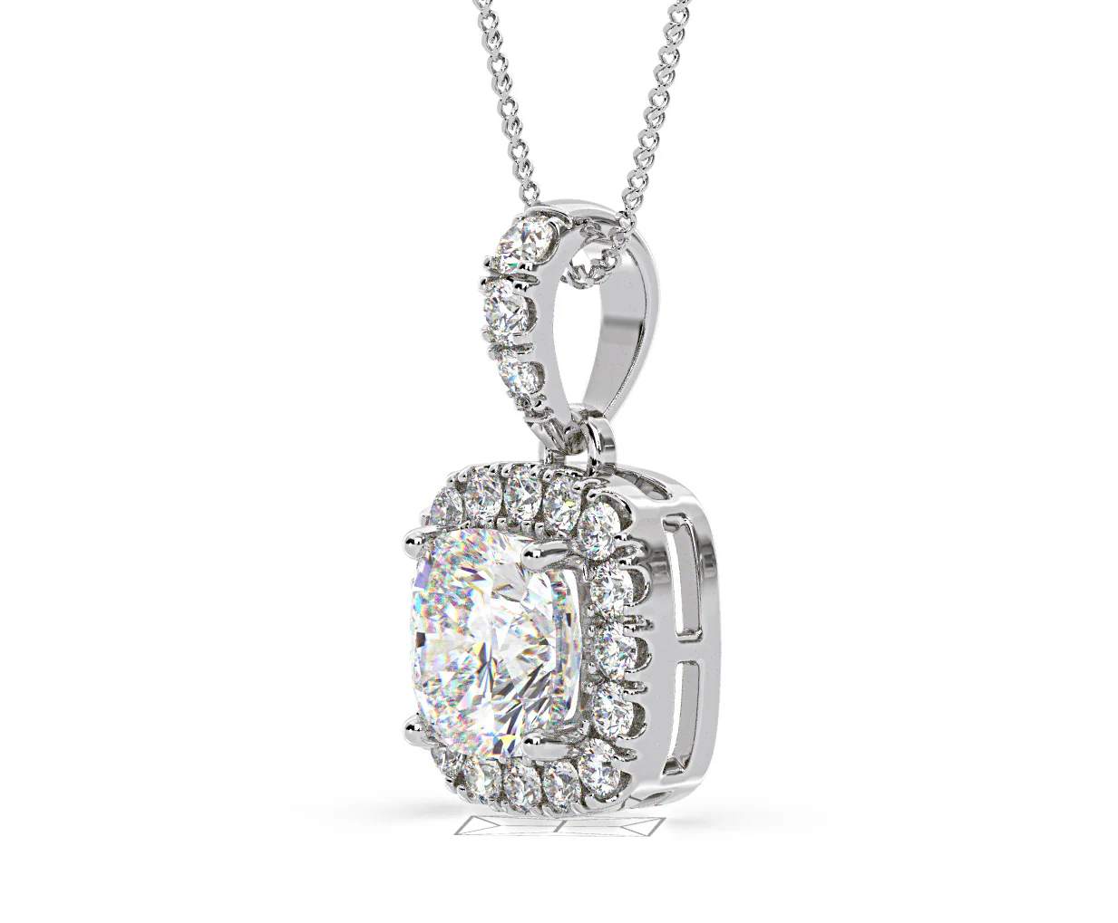 Beatrice Cushion Cut Lab Diamond Pendant Necklace 1.38ct in 18K White Gold F/VS1 - Image 19