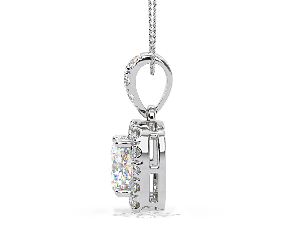Beatrice Cushion Cut Lab Diamond Pendant Necklace 1.38ct in 18K White Gold F/VS1 - Image 27