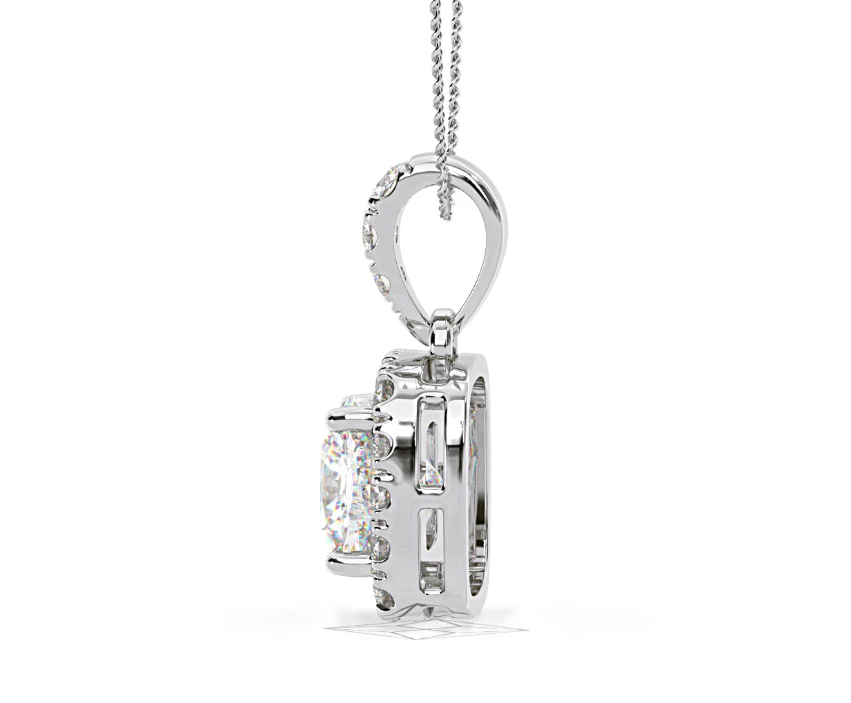 Beatrice Cushion Cut Lab Diamond Pendant Necklace 1.38ct in 18K White Gold F/VS1 - Image 29