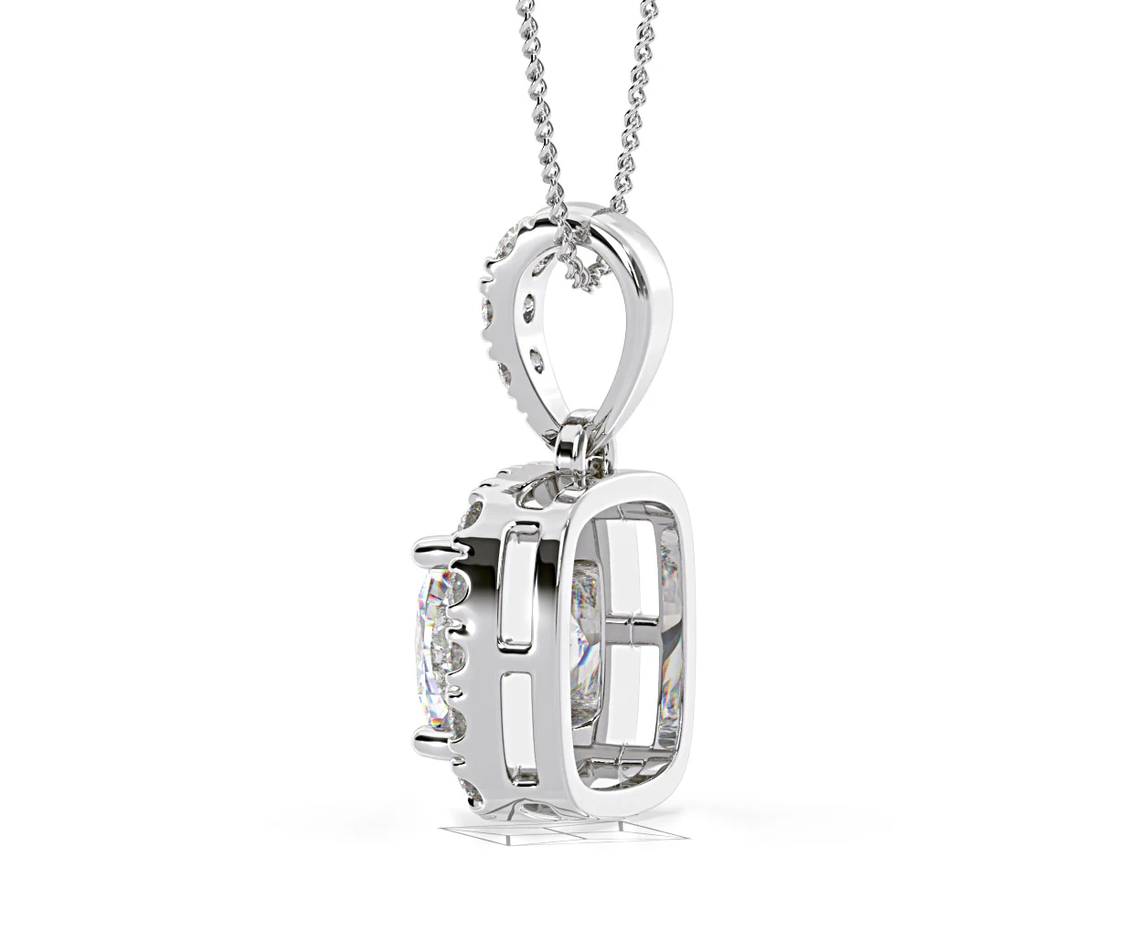 Beatrice Cushion Cut Lab Diamond Pendant Necklace 1.38ct in 18K White Gold F/VS1 - Image 33