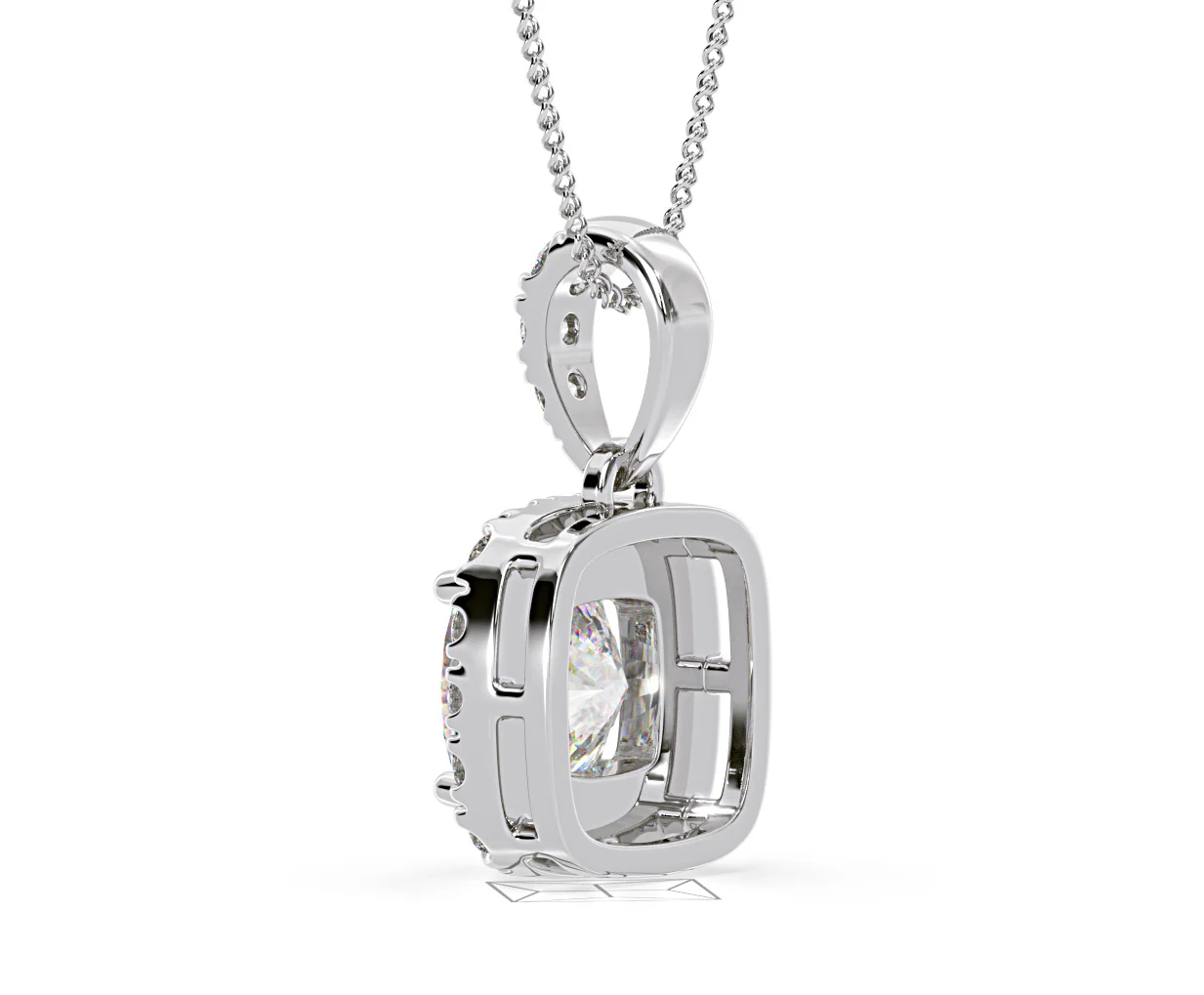 Beatrice Cushion Cut Lab Diamond Pendant Necklace 1.38ct in 18K White Gold F/VS1 - Image 36