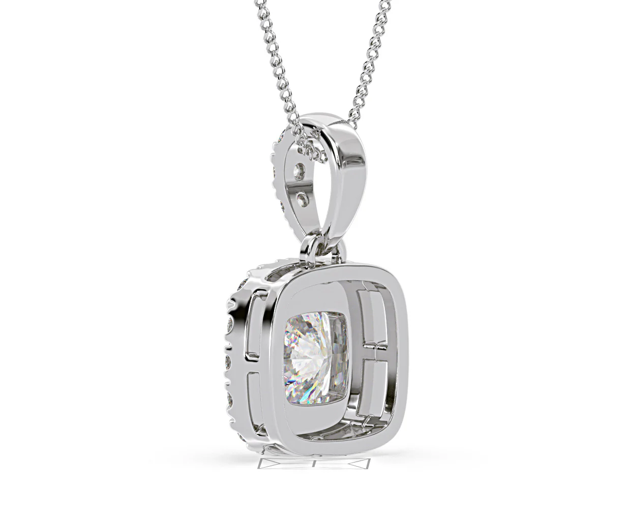 Beatrice Cushion Cut Lab Diamond Pendant Necklace 1.38ct in 18K White Gold F/VS1 - Image 38