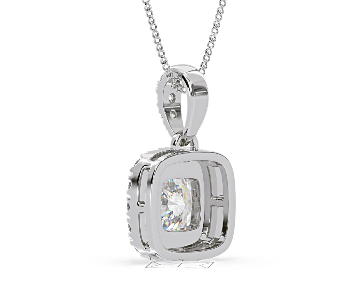 Beatrice Cushion Cut Lab Diamond Pendant Necklace 1.38ct in 18K White Gold F/VS1 - Image 39