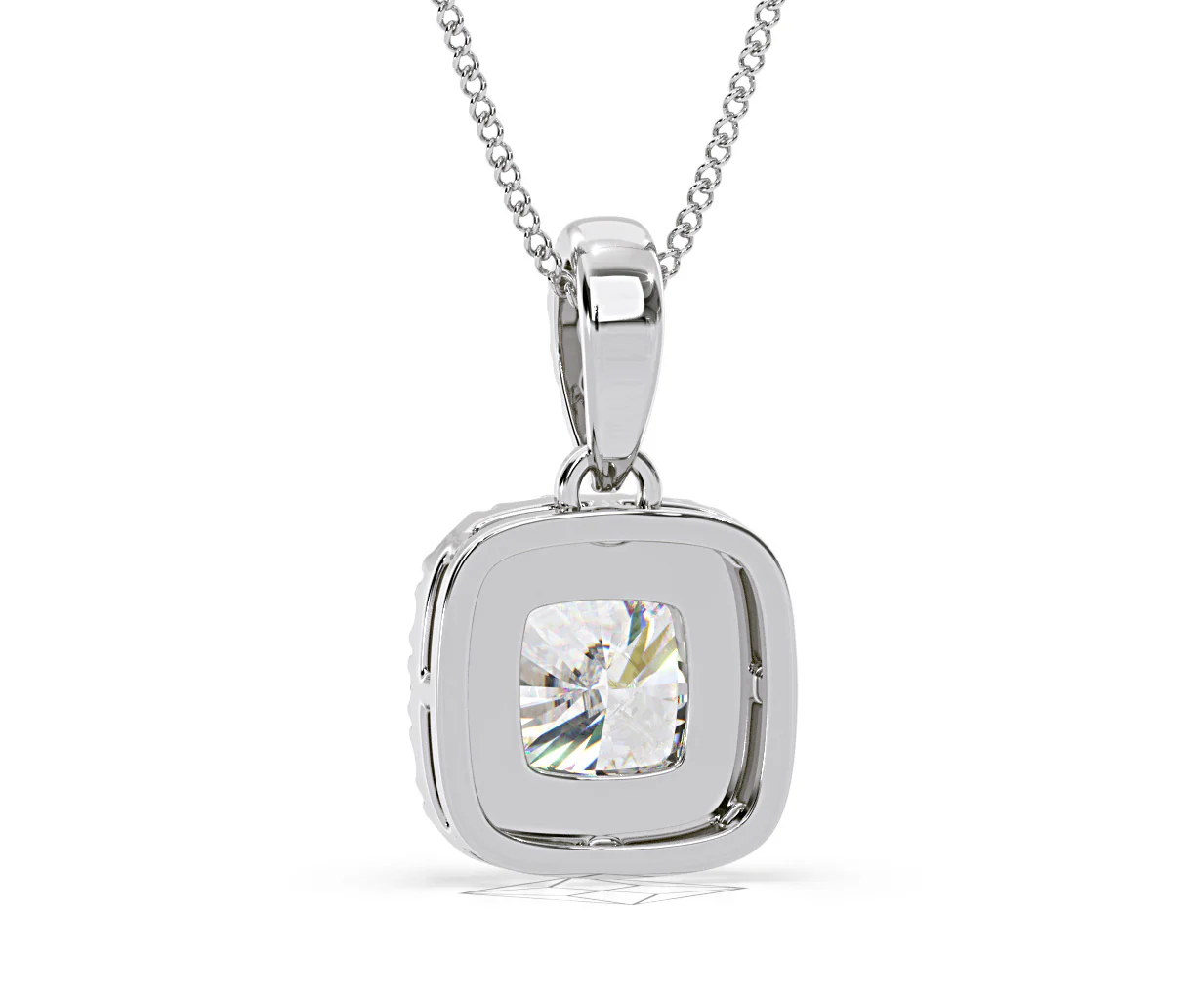 Beatrice Cushion Cut Lab Diamond Pendant Necklace 1.38ct in 18K White Gold F/VS1 - Image 45
