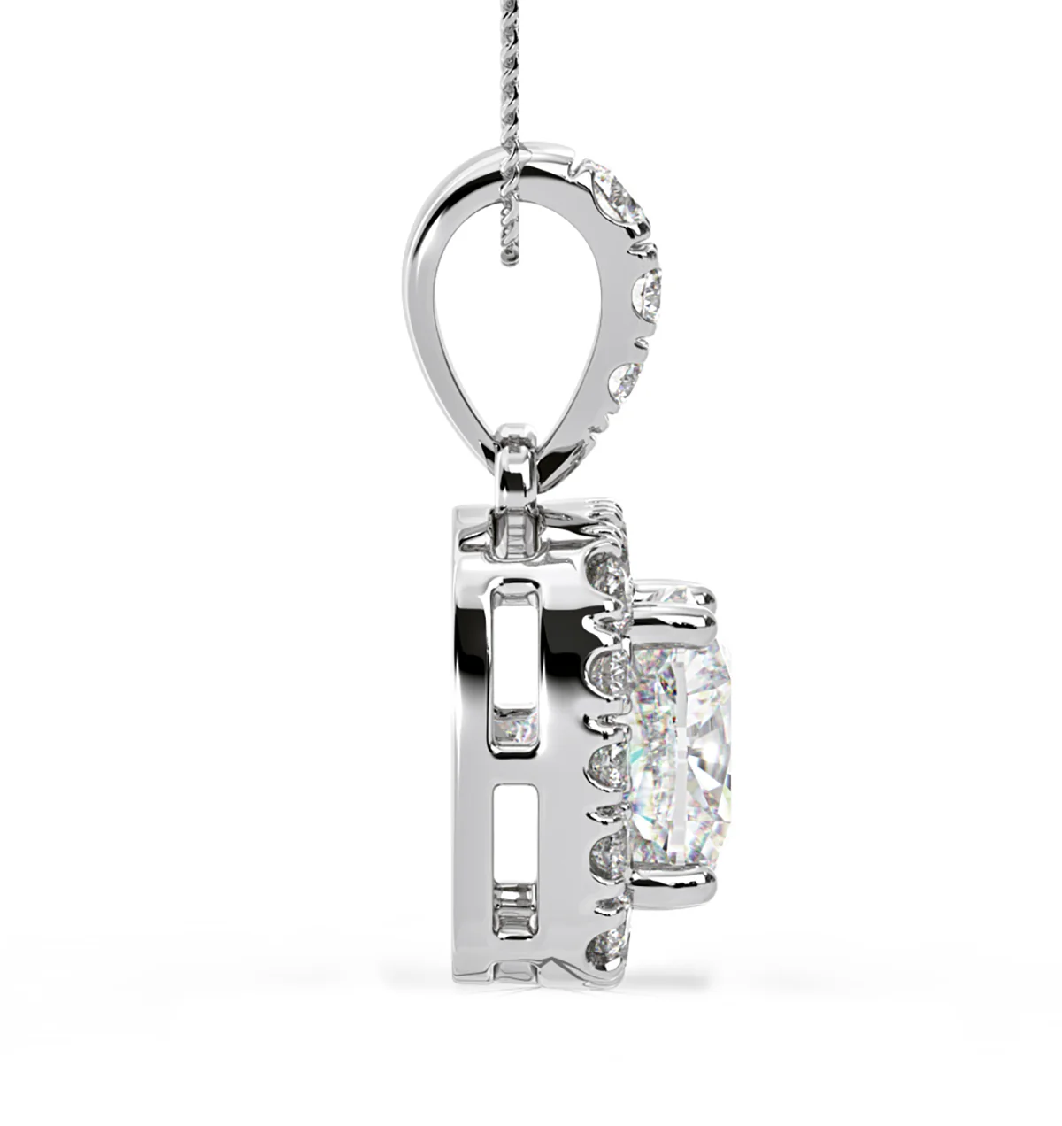Beatrice Cushion Cut Lab Diamond Pendant Necklace 1.38ct in 18K White Gold F/VS1 - Image 5