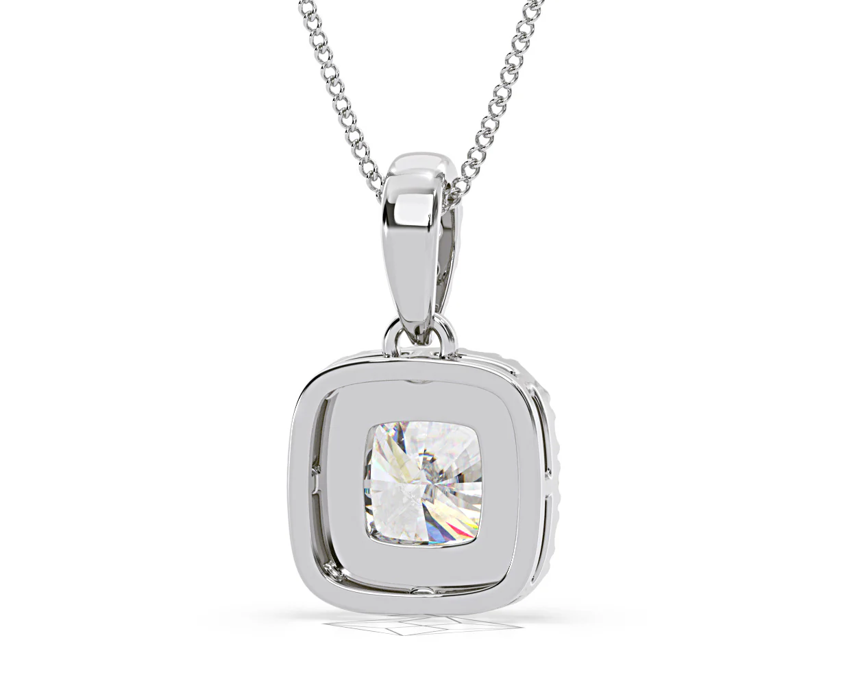 Beatrice Cushion Cut Lab Diamond Pendant Necklace 1.38ct in 18K White Gold F/VS1 - Image 50