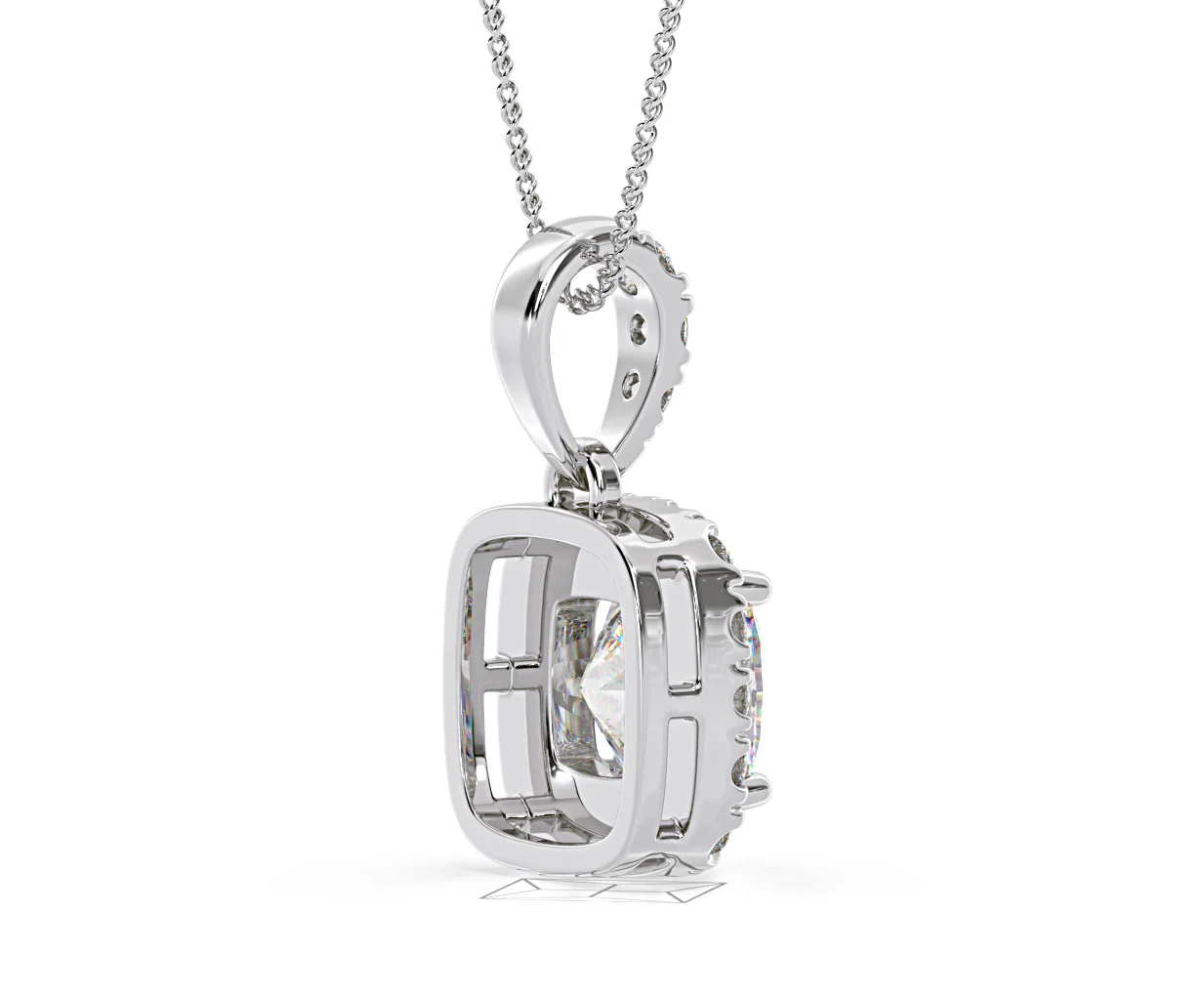Beatrice Cushion Cut Lab Diamond Pendant Necklace 1.38ct in 18K White Gold F/VS1 - Image 60