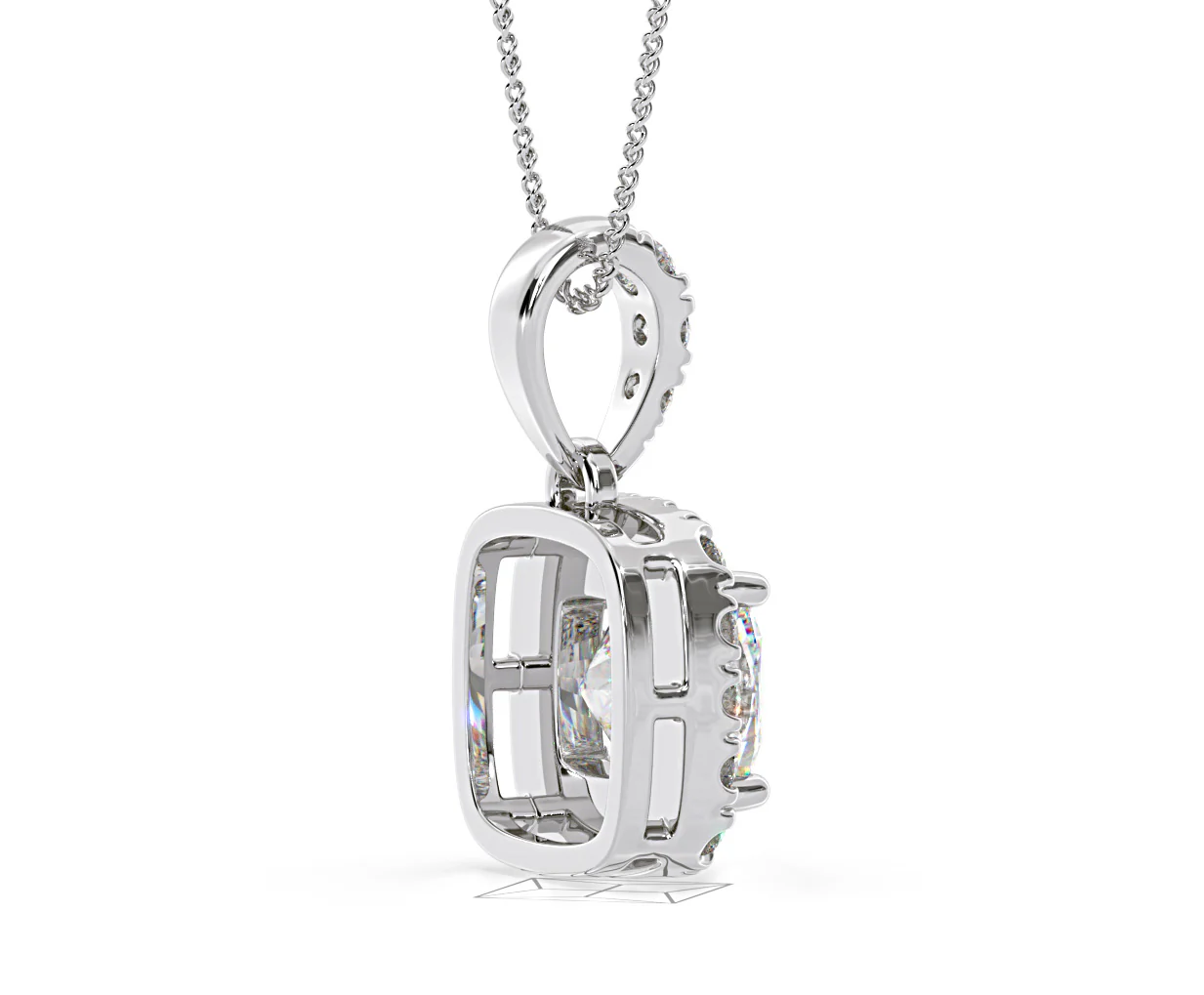 Beatrice Cushion Cut Lab Diamond Pendant Necklace 1.38ct in 18K White Gold F/VS1 - Image 61
