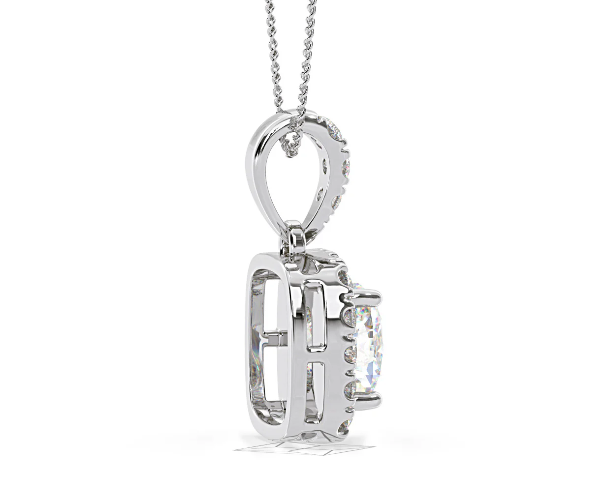 Beatrice Cushion Cut Lab Diamond Pendant Necklace 1.38ct in 18K White Gold F/VS1 - Image 64