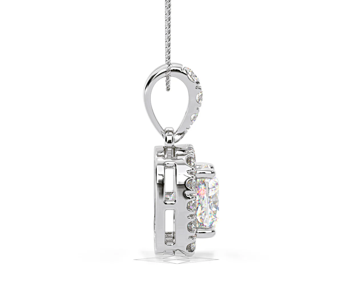 Beatrice Cushion Cut Lab Diamond Pendant Necklace 1.38ct in 18K White Gold F/VS1 - Image 67