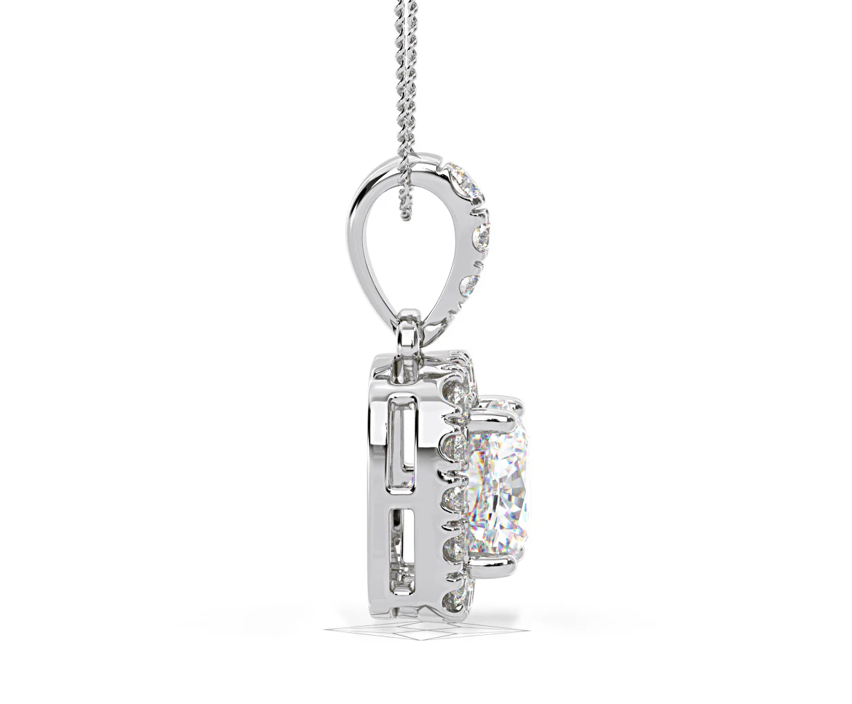 Beatrice Cushion Cut Lab Diamond Pendant Necklace 1.38ct in 18K White Gold F/VS1 - Image 68