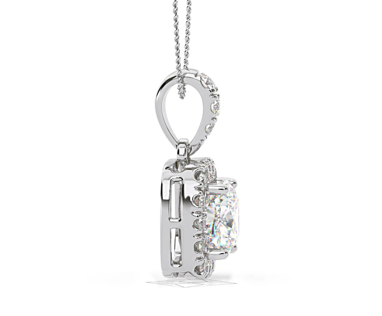 Beatrice Cushion Cut Lab Diamond Pendant Necklace 1.38ct in 18K White Gold F/VS1 - Image 69