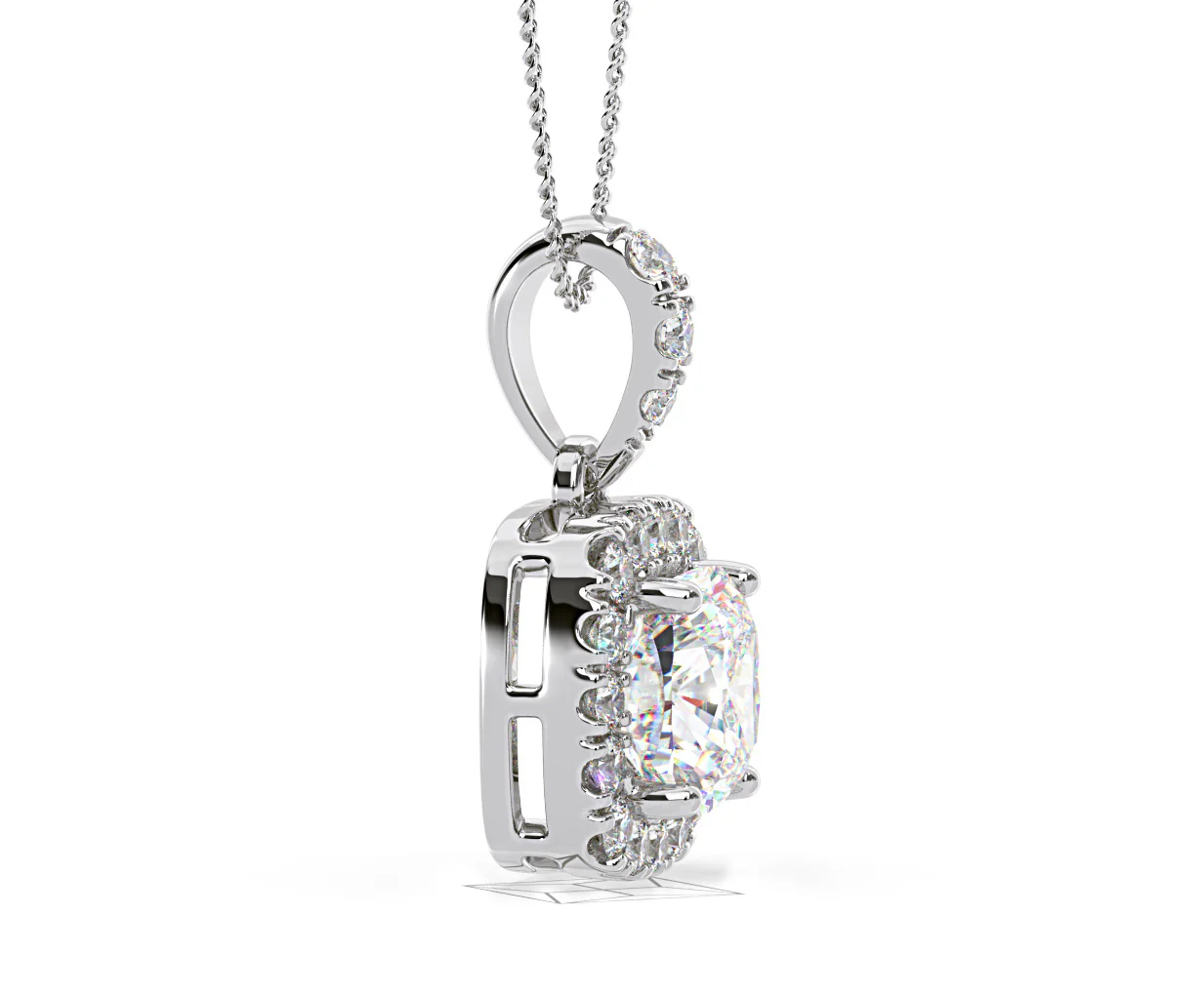 Beatrice Cushion Cut Lab Diamond Pendant Necklace 1.38ct in 18K White Gold F/VS1 - Image 71