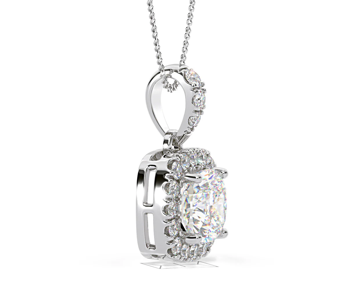 Beatrice Cushion Cut Lab Diamond Pendant Necklace 1.38ct in 18K White Gold F/VS1 - Image 73