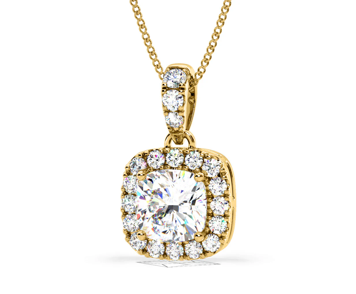 Beatrice Cushion Cut Lab Diamond Pendant Necklace 1.38ct in 18K Yellow Gold F/VS1 - Image 11
