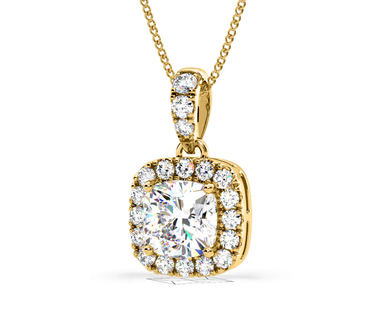 Beatrice Cushion Cut Lab Diamond Pendant Necklace 1.38ct in 18K Yellow Gold F/VS1 - Image 12