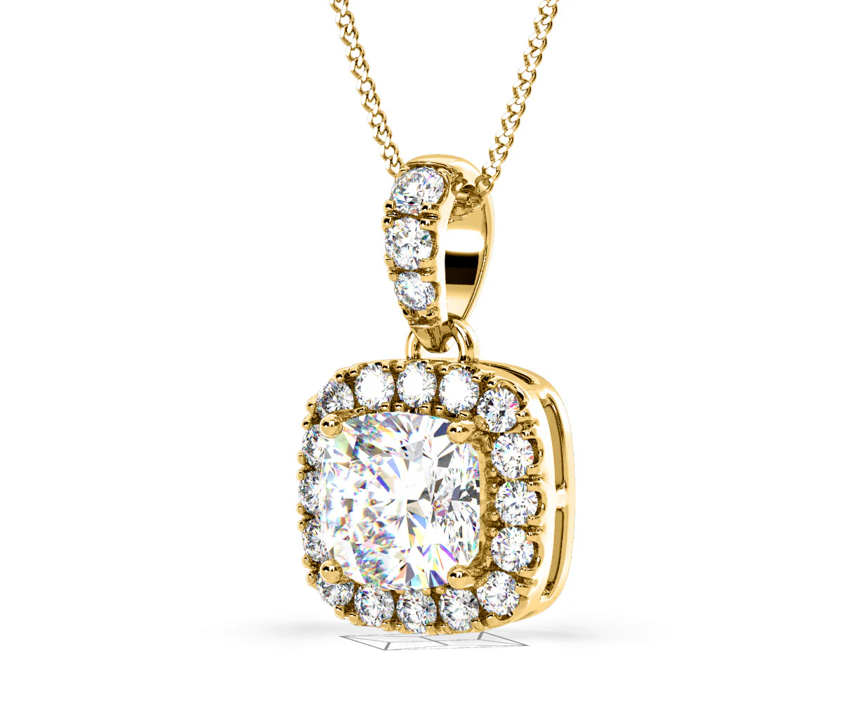 Beatrice Cushion Cut Lab Diamond Pendant Necklace 1.38ct in 18K Yellow Gold F/VS1 - Image 14