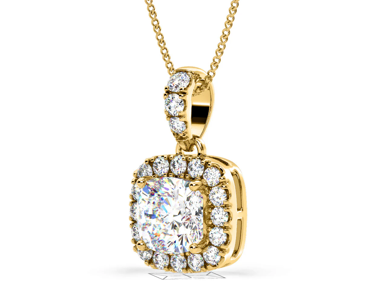 Beatrice Cushion Cut Lab Diamond Pendant Necklace 1.38ct in 18K Yellow Gold F/VS1 - Image 15
