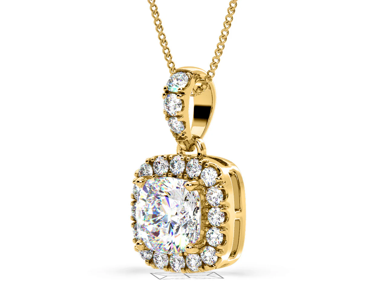 Beatrice Cushion Cut Lab Diamond Pendant Necklace 1.38ct in 18K Yellow Gold F/VS1 - Image 16