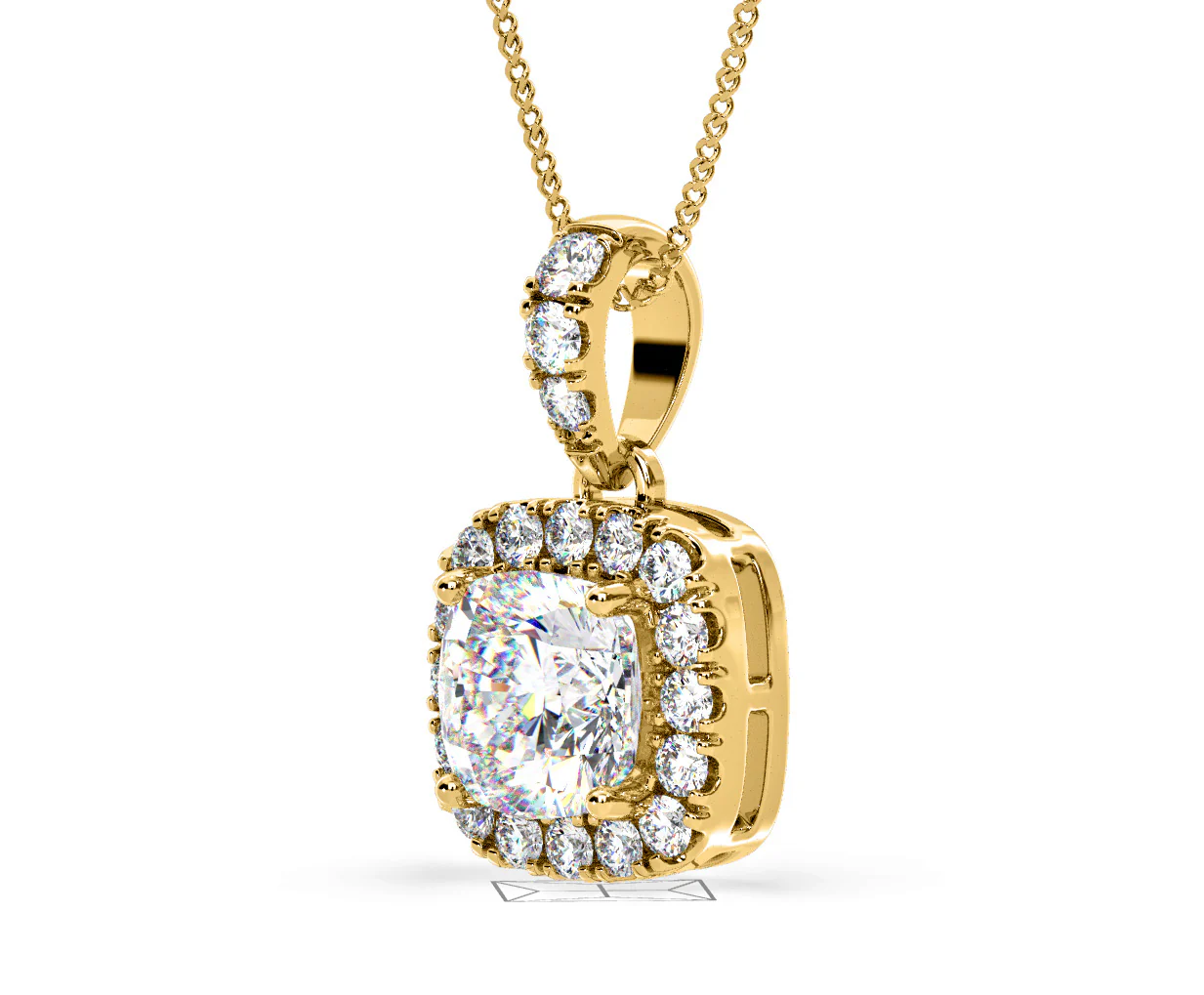 Beatrice Cushion Cut Lab Diamond Pendant Necklace 1.38ct in 18K Yellow Gold F/VS1 - Image 17