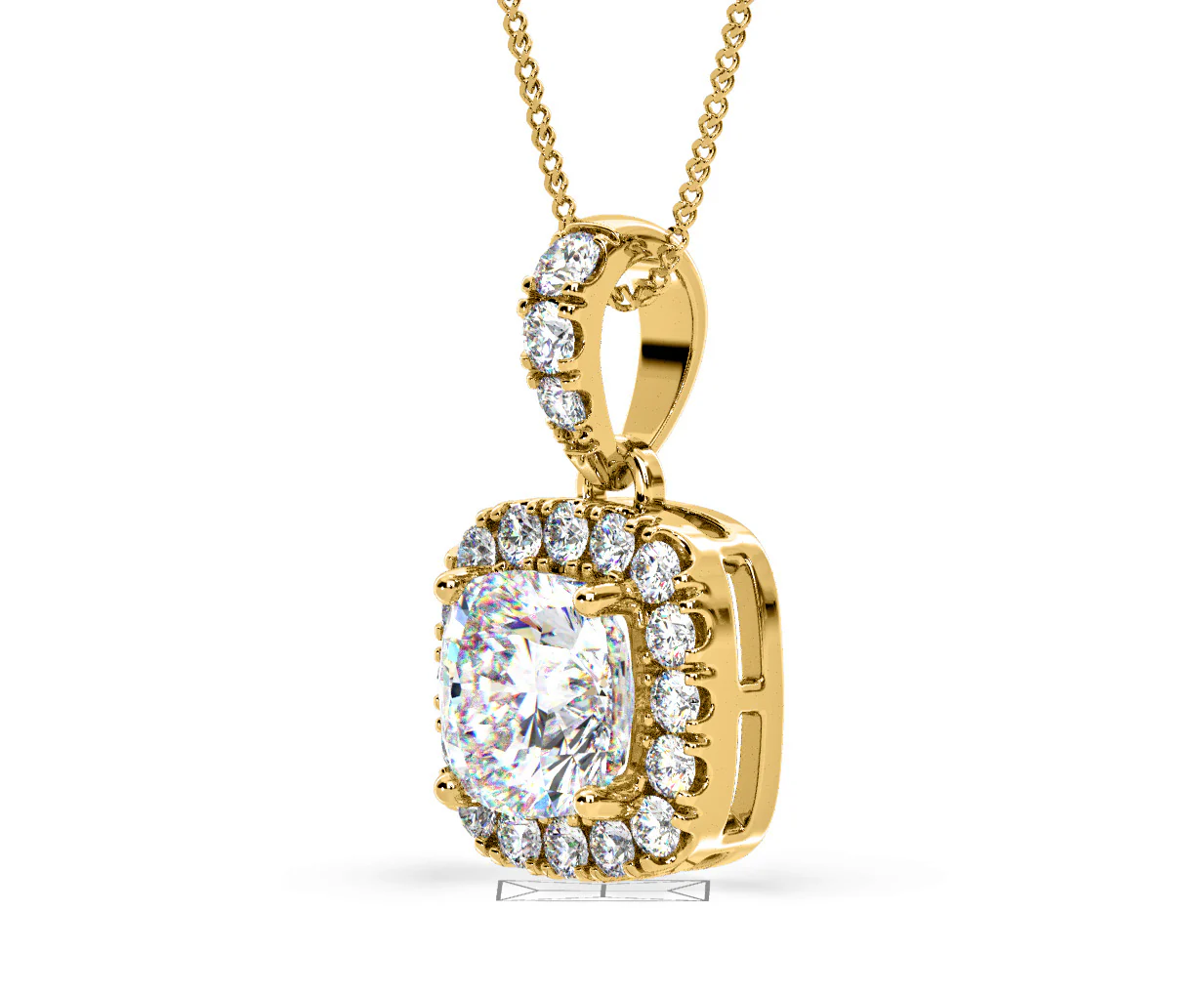 Beatrice Cushion Cut Lab Diamond Pendant Necklace 1.38ct in 18K Yellow Gold F/VS1 - Image 18