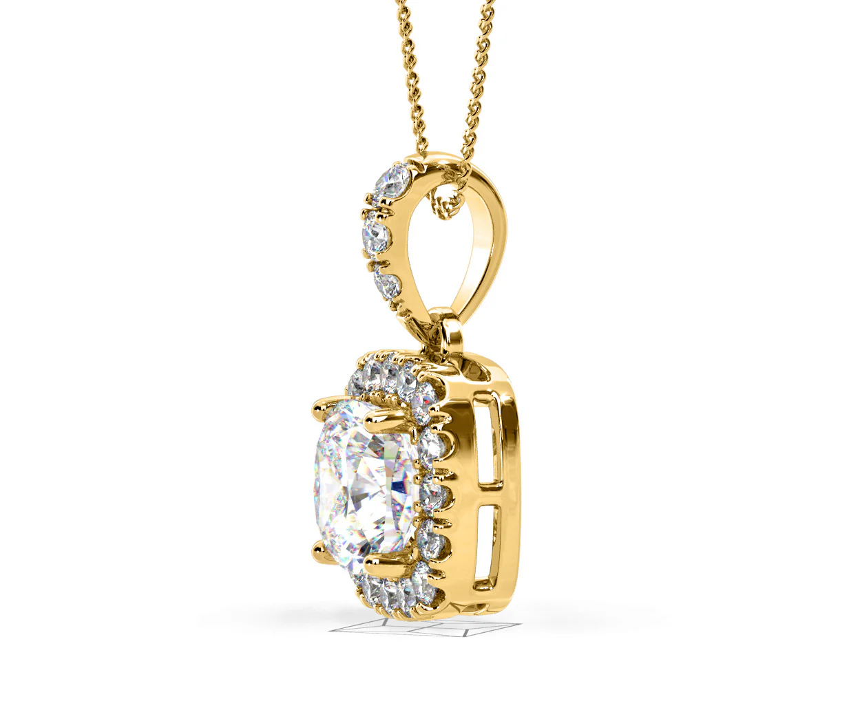Beatrice Cushion Cut Lab Diamond Pendant Necklace 1.38ct in 18K Yellow Gold F/VS1 - Image 23