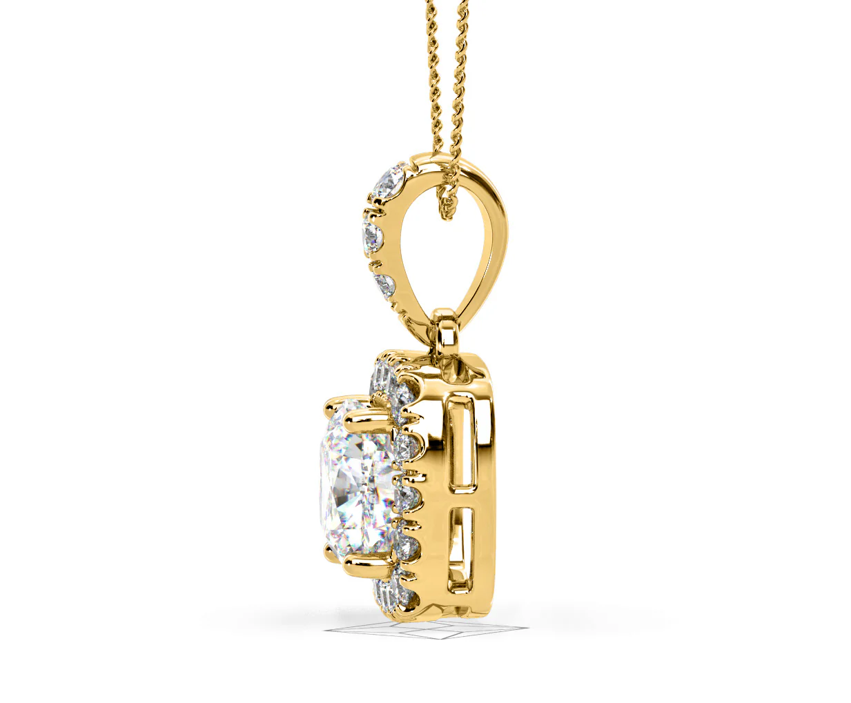 Beatrice Cushion Cut Lab Diamond Pendant Necklace 1.38ct in 18K Yellow Gold F/VS1 - Image 26
