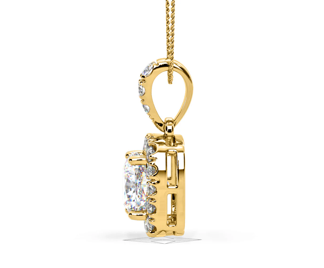 Beatrice Cushion Cut Lab Diamond Pendant Necklace 1.38ct in 18K Yellow Gold F/VS1 - Image 27