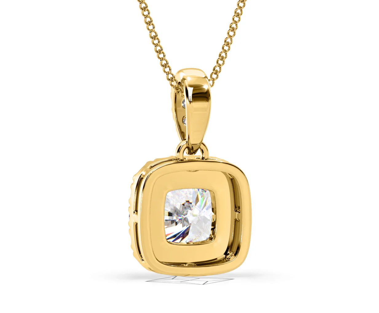 Beatrice Cushion Cut Lab Diamond Pendant Necklace 1.38ct in 18K Yellow Gold F/VS1 - Image 44