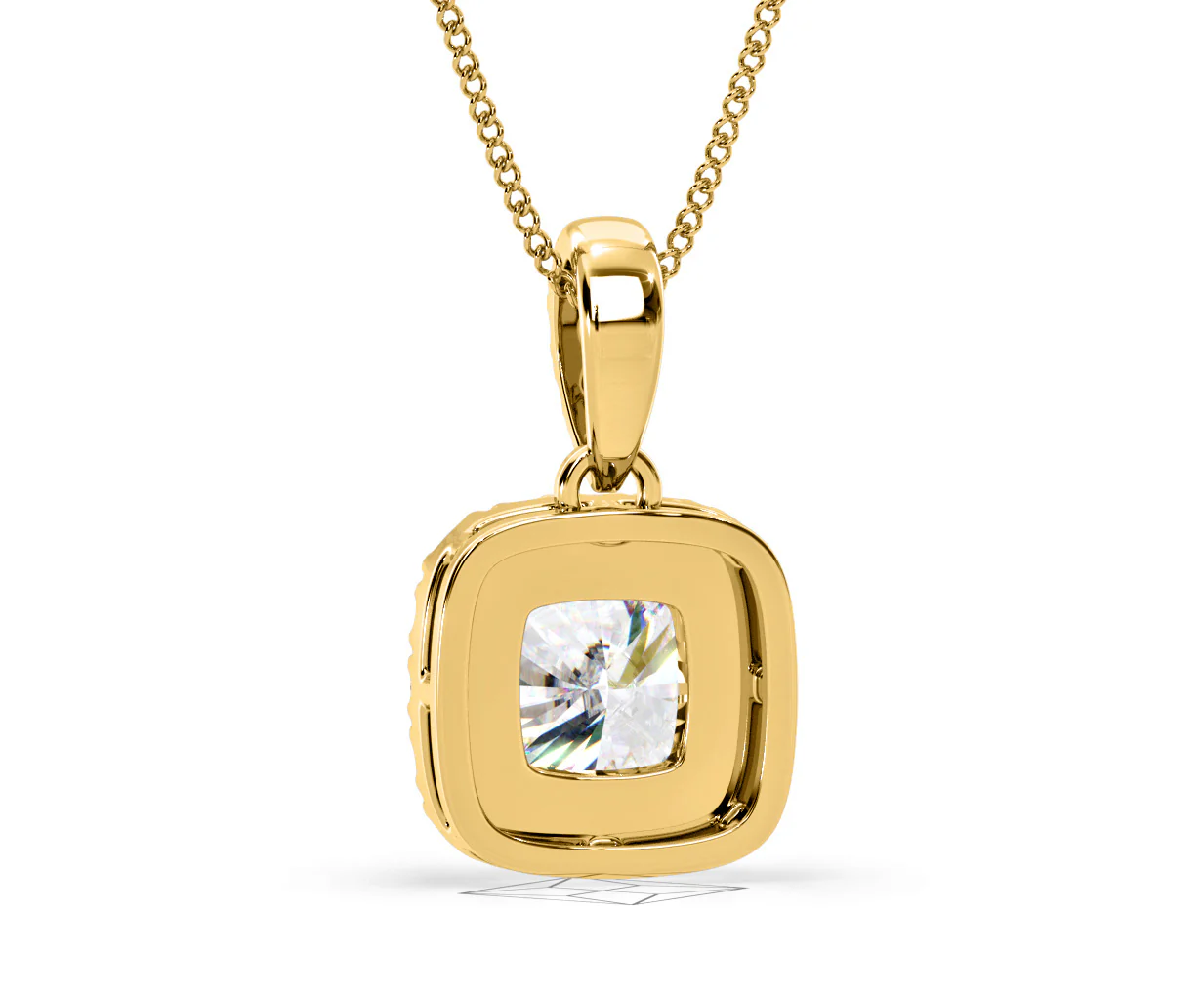 Beatrice Cushion Cut Lab Diamond Pendant Necklace 1.38ct in 18K Yellow Gold F/VS1 - Image 45