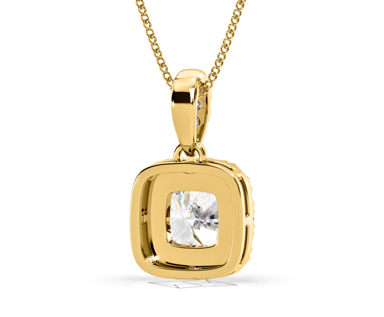 Beatrice Cushion Cut Lab Diamond Pendant Necklace 1.38ct in 18K Yellow Gold F/VS1 - Image 51