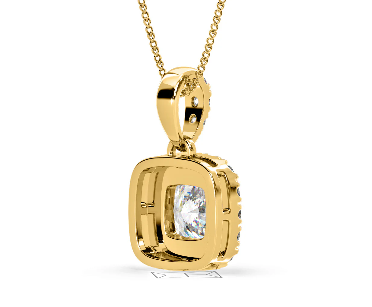 Beatrice Cushion Cut Lab Diamond Pendant Necklace 1.38ct in 18K Yellow Gold F/VS1 - Image 56