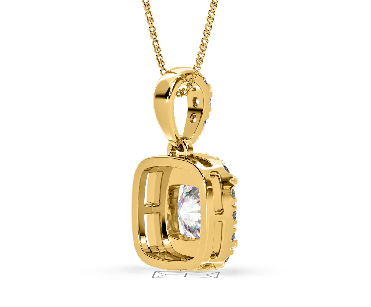 Beatrice Cushion Cut Lab Diamond Pendant Necklace 1.38ct in 18K Yellow Gold F/VS1 - Image 58