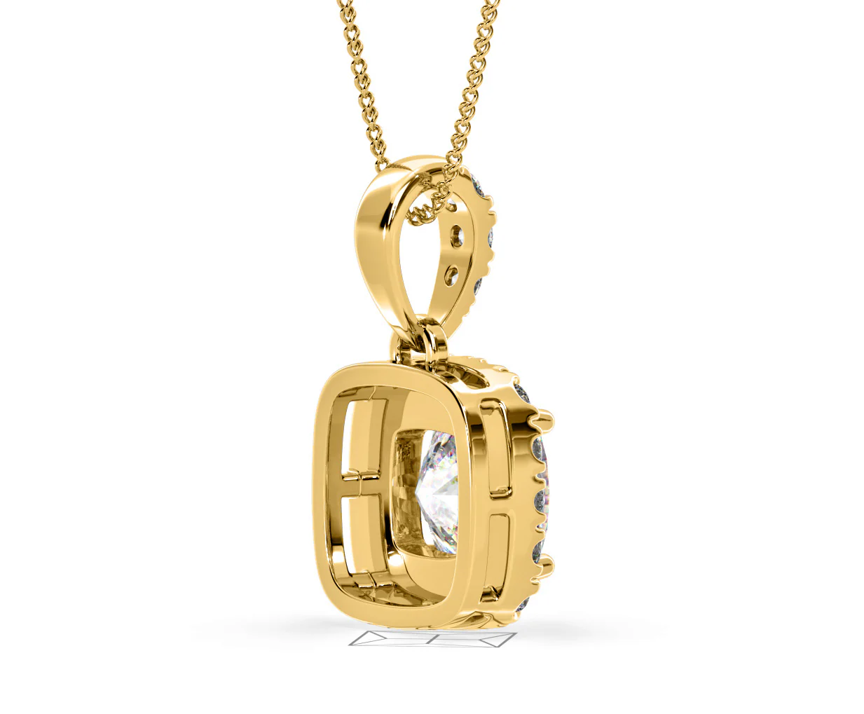 Beatrice Cushion Cut Lab Diamond Pendant Necklace 1.38ct in 18K Yellow Gold F/VS1 - Image 59