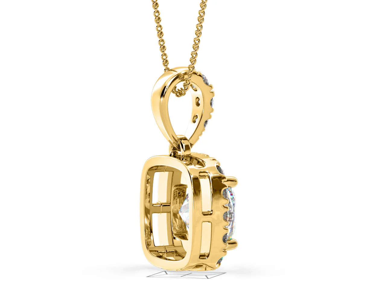 Beatrice Cushion Cut Lab Diamond Pendant Necklace 1.38ct in 18K Yellow Gold F/VS1 - Image 61