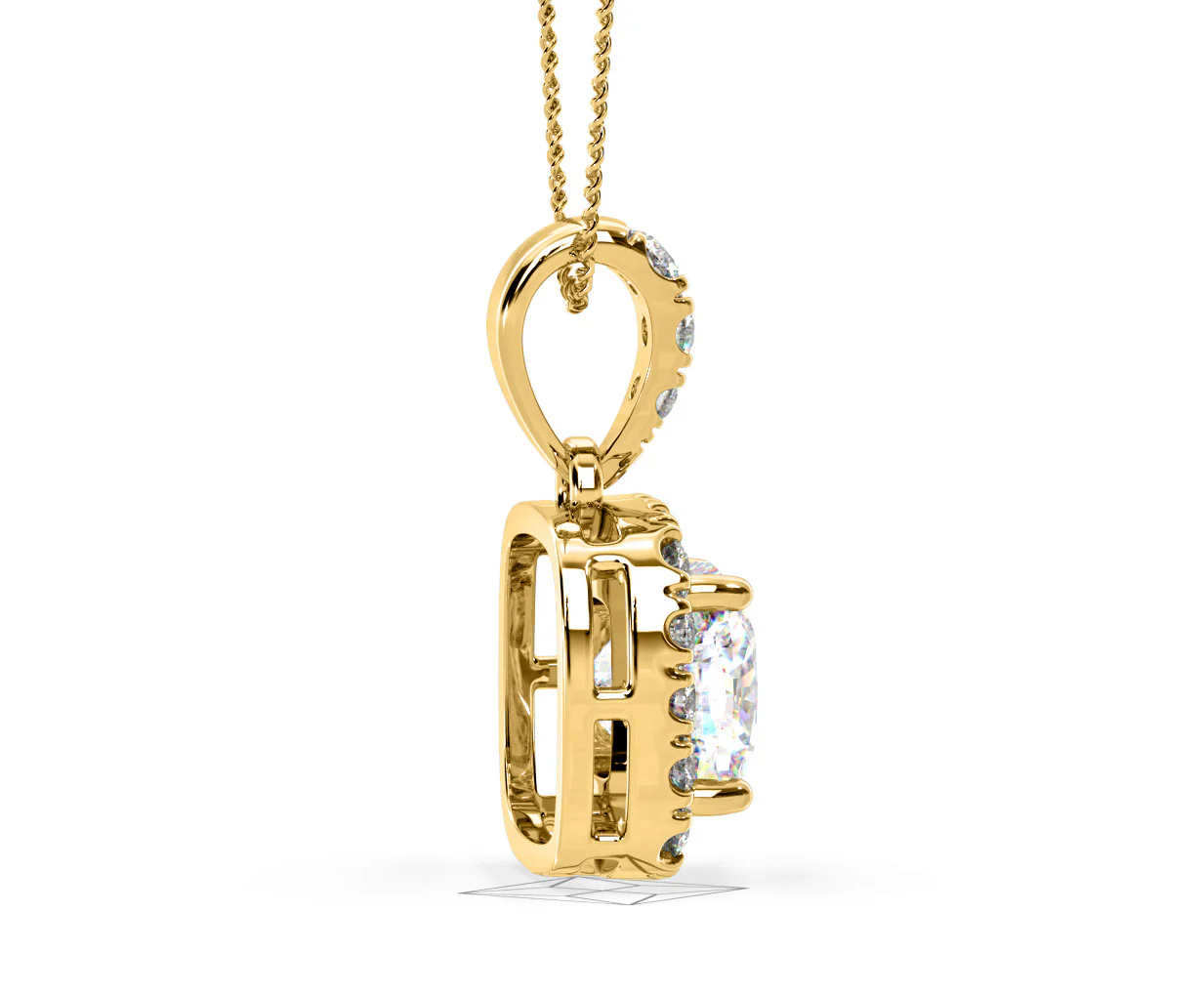 Beatrice Cushion Cut Lab Diamond Pendant Necklace 1.38ct in 18K Yellow Gold F/VS1 - Image 65