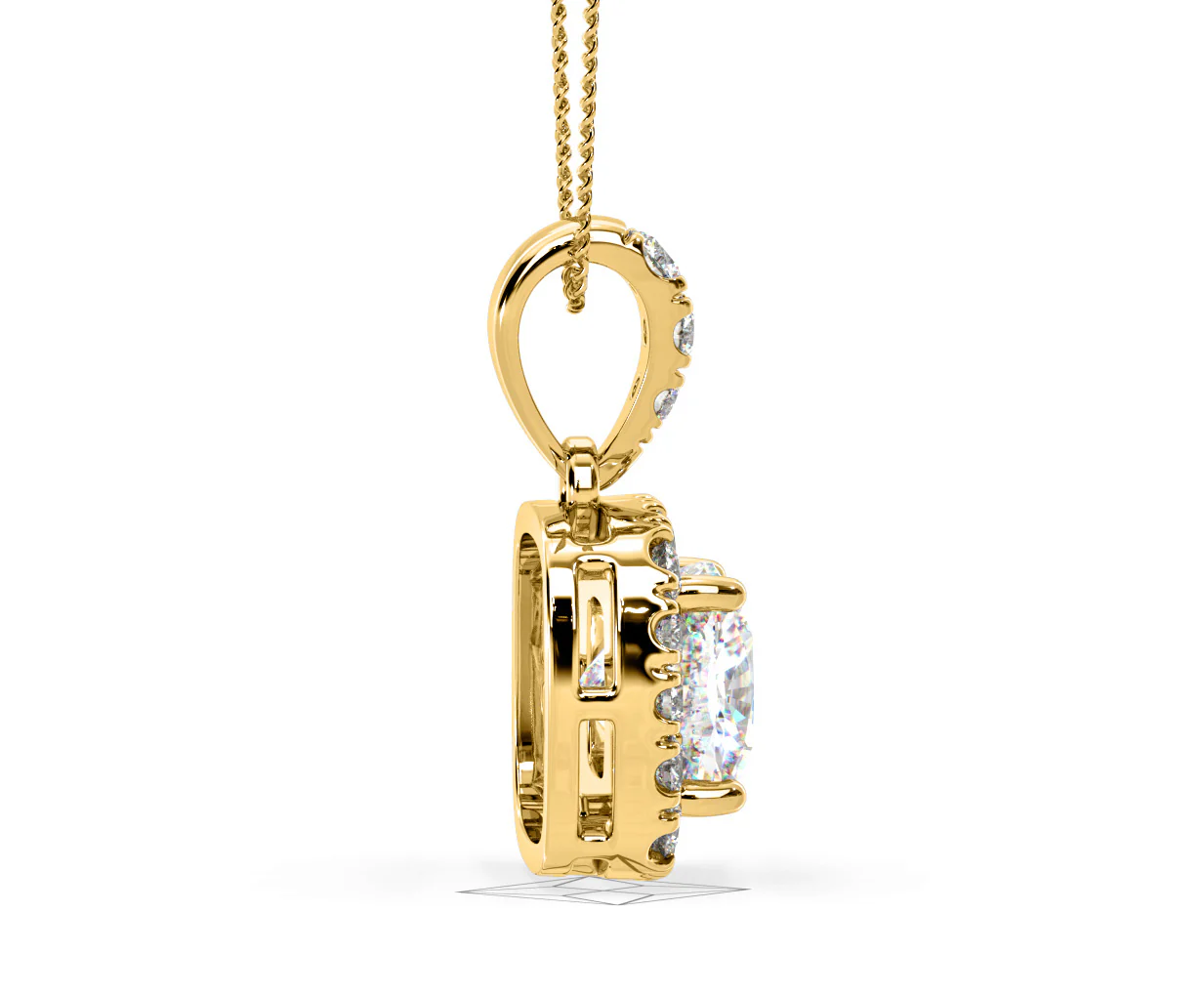 Beatrice Cushion Cut Lab Diamond Pendant Necklace 1.38ct in 18K Yellow Gold F/VS1 - Image 66