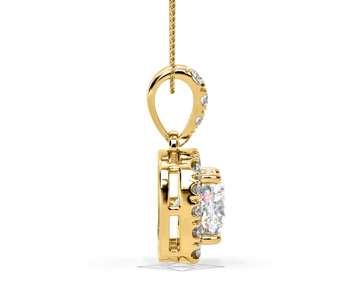 Beatrice Cushion Cut Lab Diamond Pendant Necklace 1.38ct in 18K Yellow Gold F/VS1 - Image 67