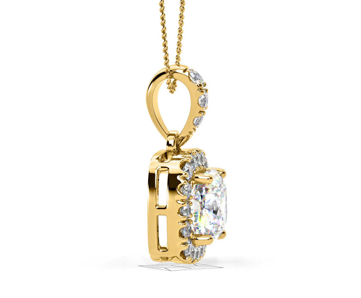 Beatrice Cushion Cut Lab Diamond Pendant Necklace 1.38ct in 18K Yellow Gold F/VS1 - Image 70
