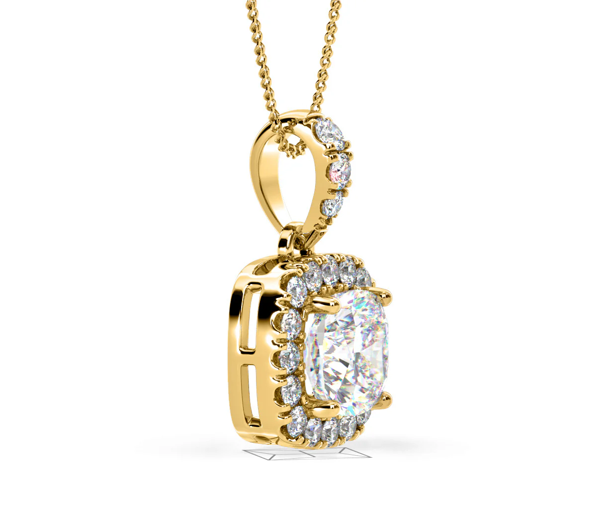 Beatrice Cushion Cut Lab Diamond Pendant Necklace 1.38ct in 18K Yellow Gold F/VS1 - Image 74