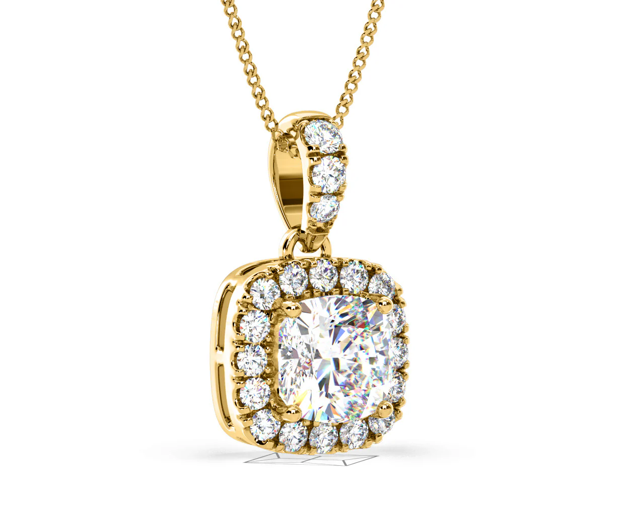 Beatrice Cushion Cut Lab Diamond Pendant Necklace 1.38ct in 18K Yellow Gold F/VS1 - Image 81