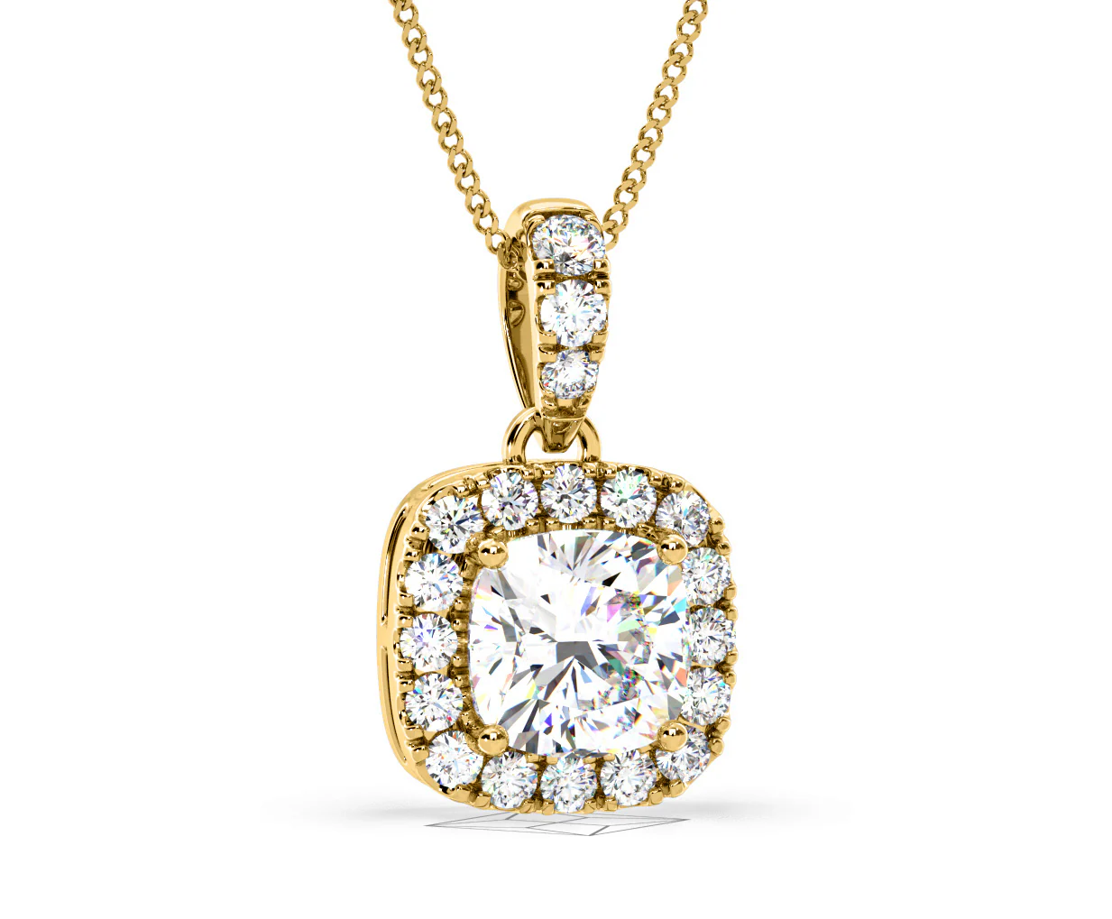 Beatrice Cushion Cut Lab Diamond Pendant Necklace 1.38ct in 18K Yellow Gold F/VS1 - Image 84