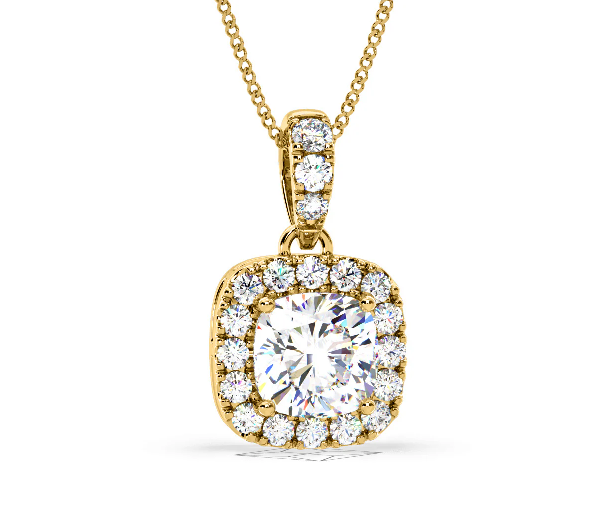 Beatrice Cushion Cut Lab Diamond Pendant Necklace 1.38ct in 18K Yellow Gold F/VS1 - Image 85
