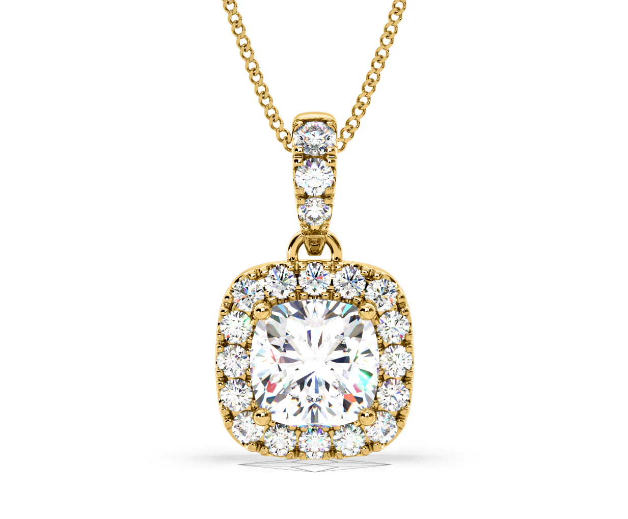 Beatrice Cushion Cut Lab Diamond Pendant Necklace 1.38ct in 18K Yellow Gold F/VS1 - Image 87