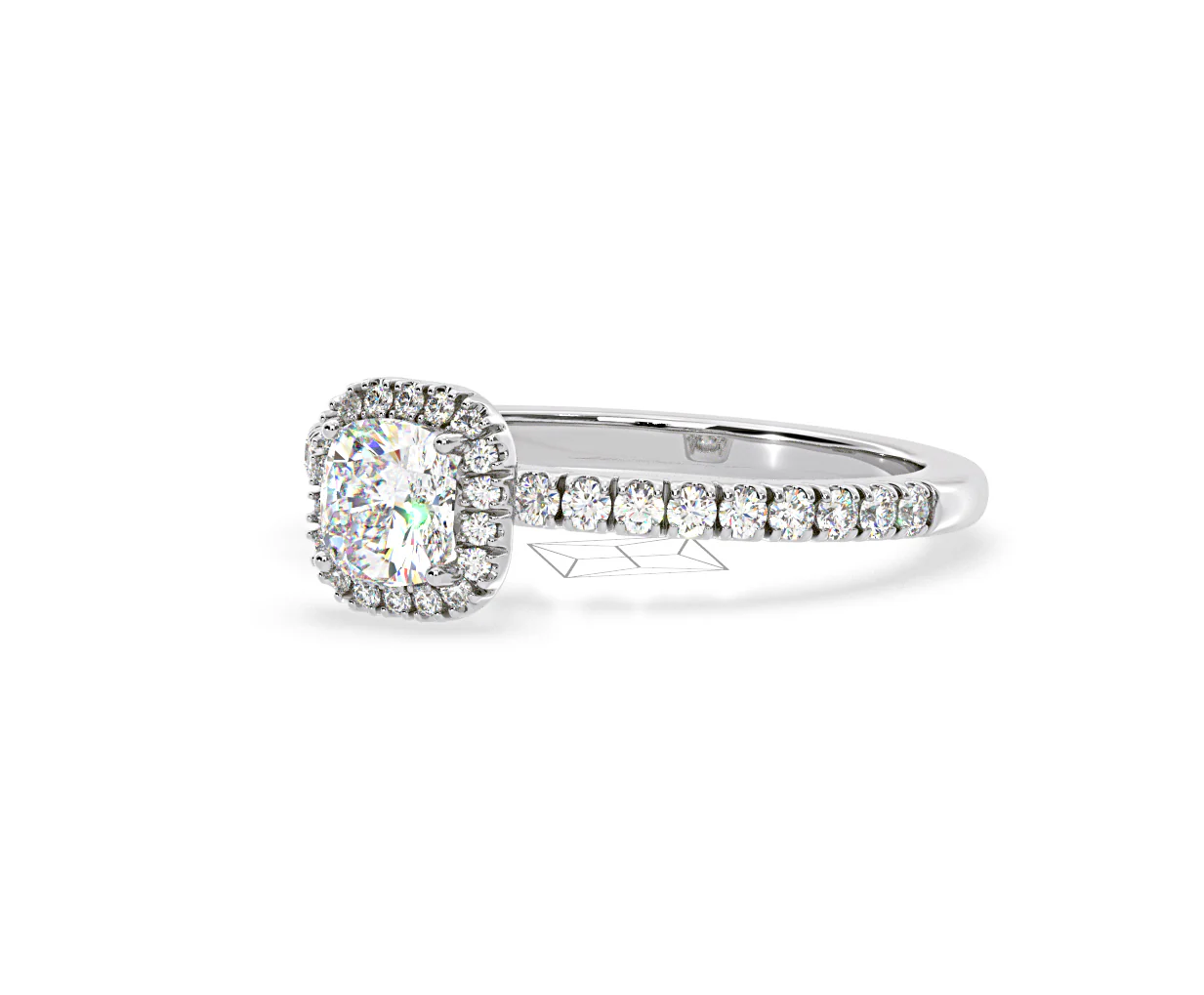 Beatrice Diamond Halo Engagement Ring 18K White Gold 1ct G/VS1 - Image 14