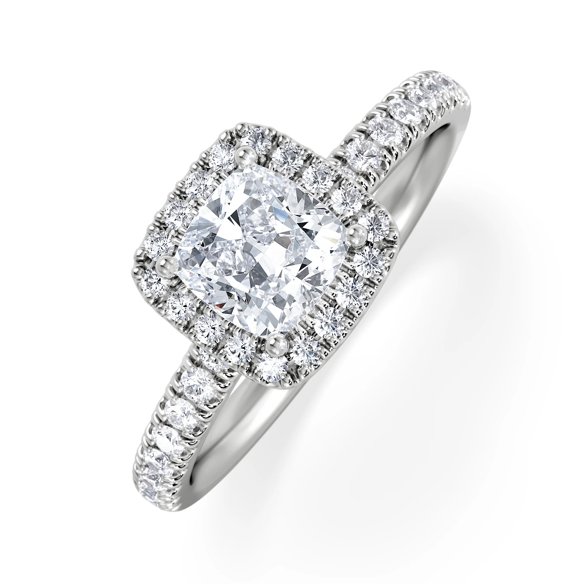 Beatrice GIA Diamond Halo Engagement Ring in Platinum 1.25ct G/VS2